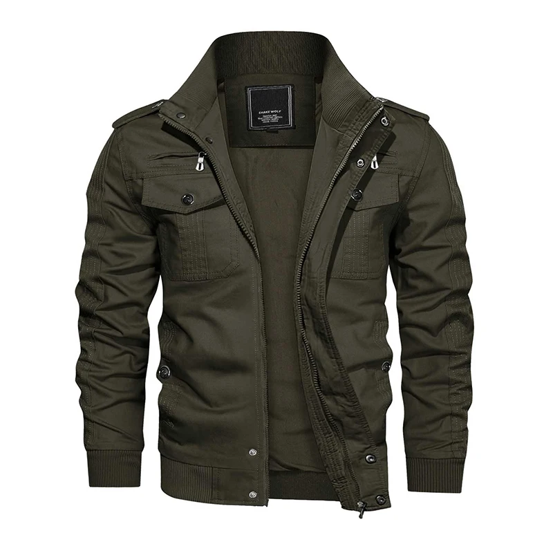 MAGCOMSEN Men's Bomber Pilot Jacket Autumn Standing Collar Windproof Jacket with Multiple Pockets 3