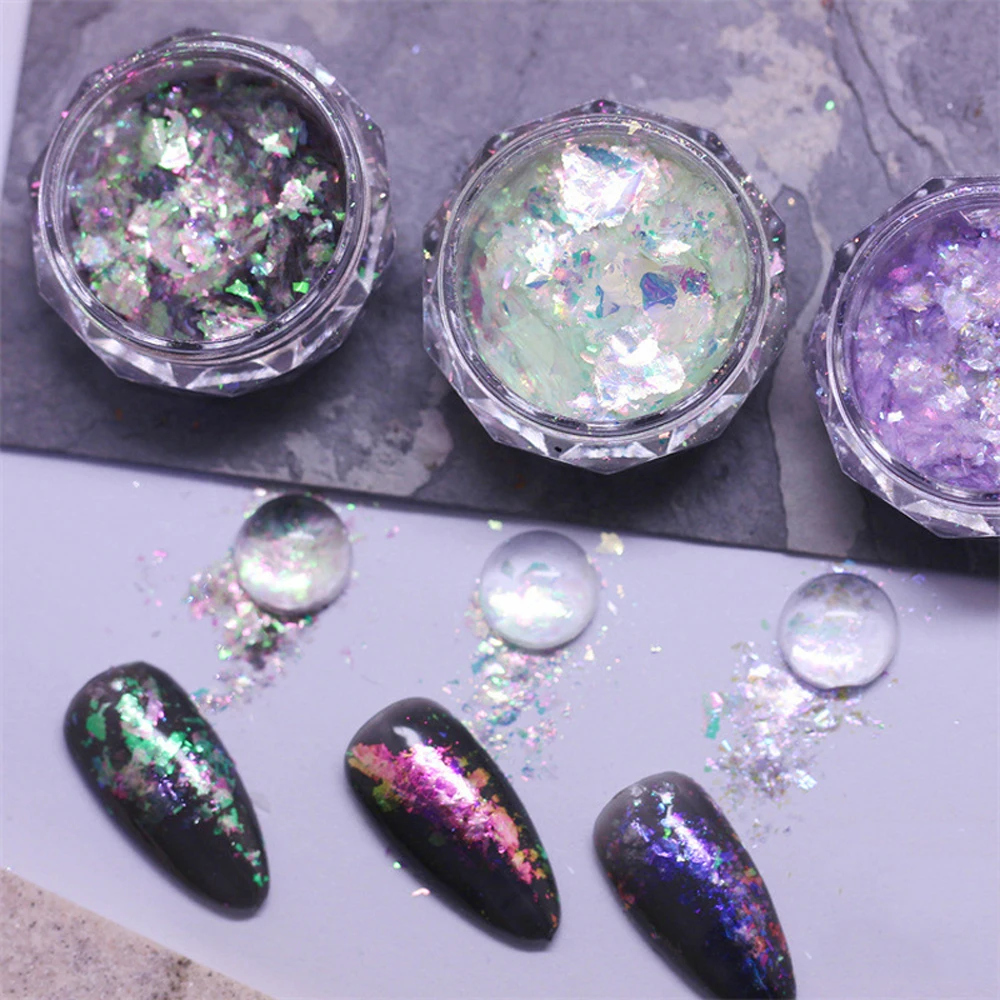 Ultra-Sottile Sirena Nail Glitter Paillettes Opale Polvere Fiocchi Olografici Riflettente Nail Art Paillettes Scintillante Paillette Ombretto