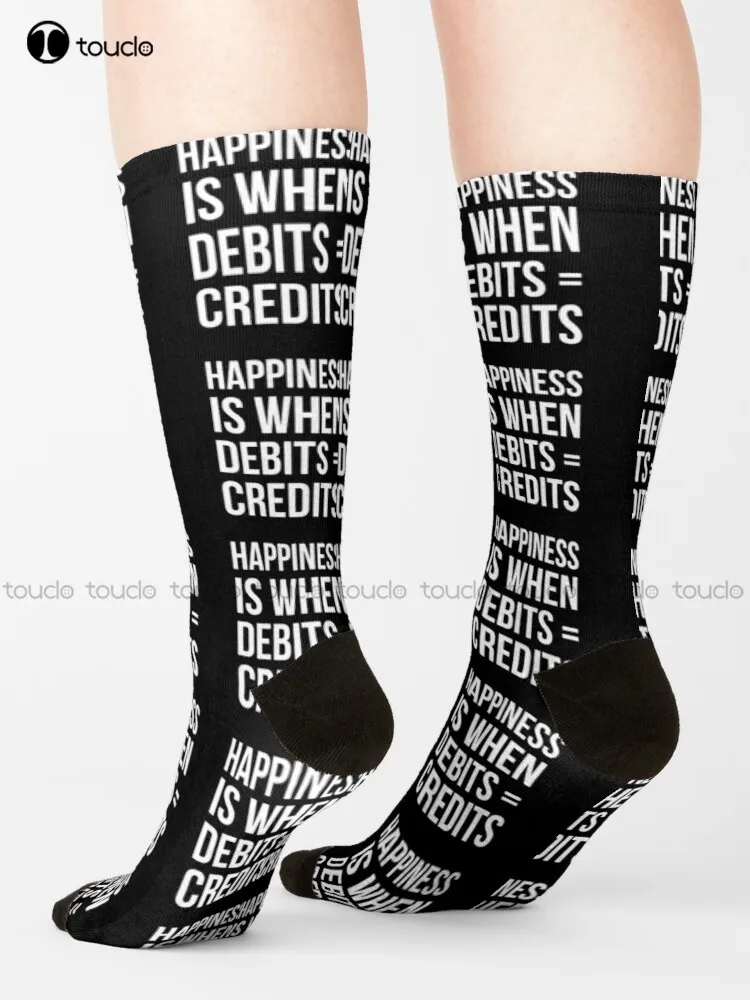 

Happiness Is When Debits = Credits Socks Long Socks For Men Unisex Adult Teen Youth Socks 360° Digital Print Harajuku Streetwear