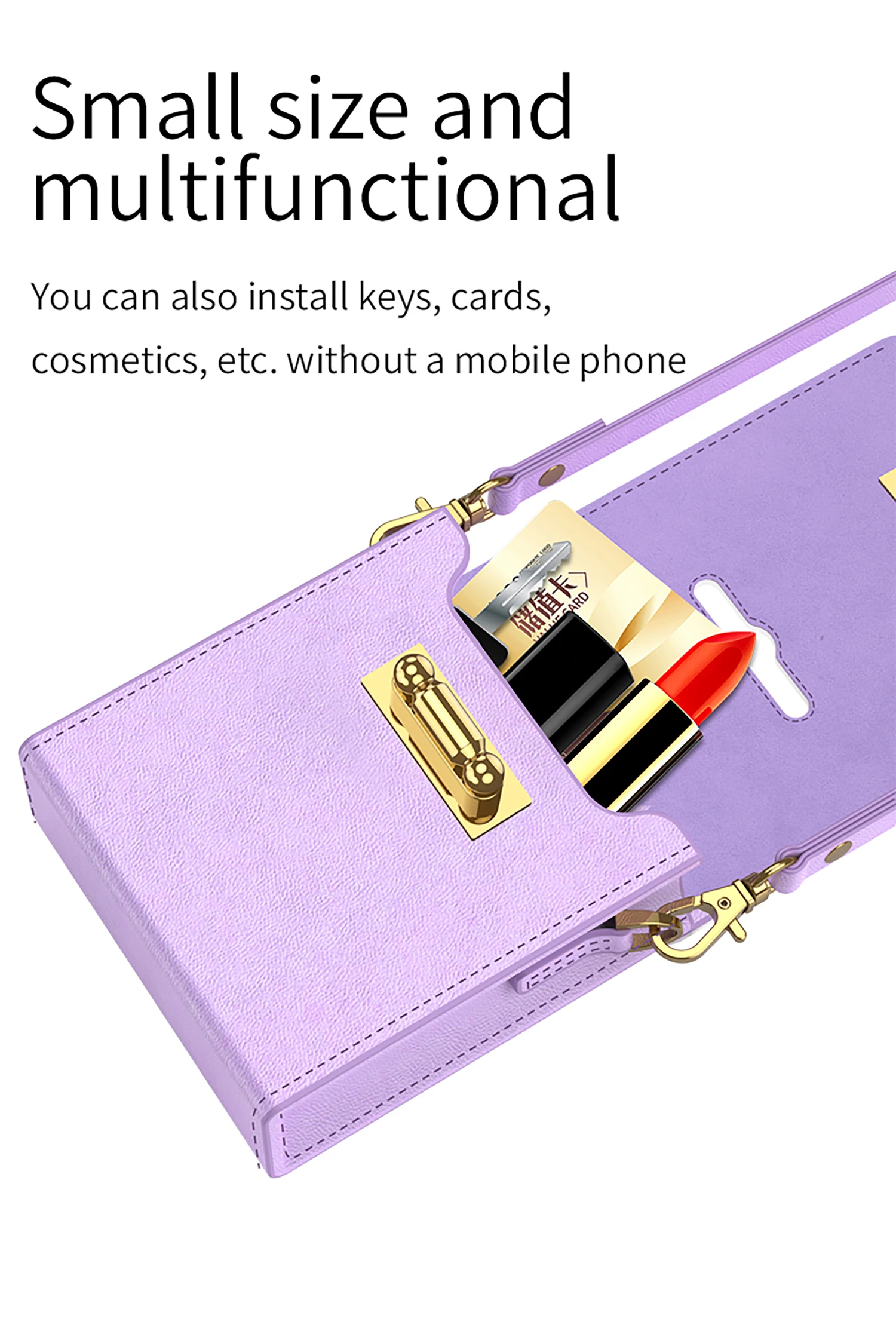 Samsung Galaxy Z Flip 3 4 5G için Mini Omuz Ultra Ince Halkalı Düz Deri Zincir Kordon Telefon Çantası_voghion.com