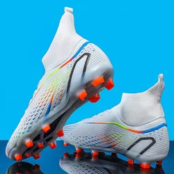 Professional Men's High Ankle Football Boots - Advanced Outdoor Soccer Cleats 2023 Edition - 45 (WhiteCD)