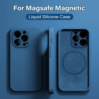MagSafe-Hülle für iPhone 14, 13, 12, 11 Pro Max, Mini, X, XR, XS, 8 Plus, SE 2 – Flüssige Silikon Kabellose Lade-Abdeckung