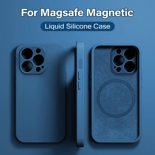 MagSafe-Hülle für iPhone 14, 13, 12, 11 Pro Max, Mini, X, XR, XS, 8 Plus, SE 2 – Flüssige Silikon Kabellose Lade-Abdeckung