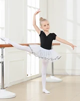 Ballet Tutu Dress Girl Short Sleeve Ballerina Costume Kids Toddler Ballet Outfit Cotton Dance Leotards with Tutu Skirts 5