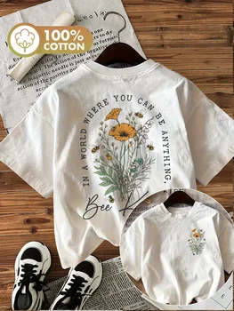 Summer Beautiful Flowers Prints T-Shirts Womens Cotton Oversized T Shirts Basic O-Neck Short Sleeve Tops Casual Woman Clothes 1