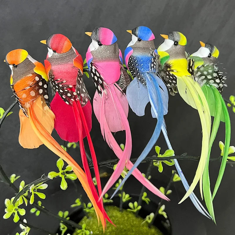 

Simulated Feather Birdie Garden Living Room Home Decoration Easter Wall Hanging Gift Patio Gardening Fake Bird Arrangement Props