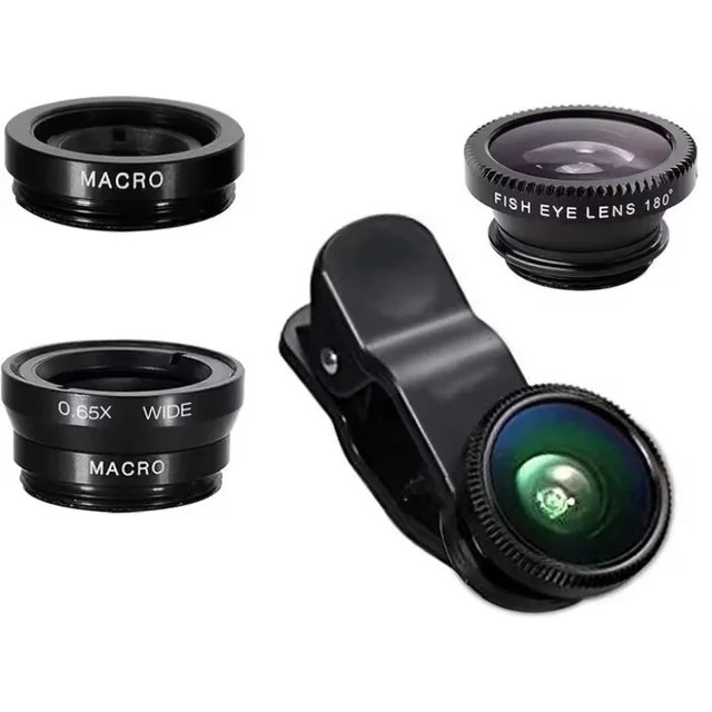 3 in 1 Fisheye Phone Lens Wide Angle Zoom Lens Fish Eye Macro Lenses Camera Kits With Clip Lens On The Phone For All Smart Phone 1