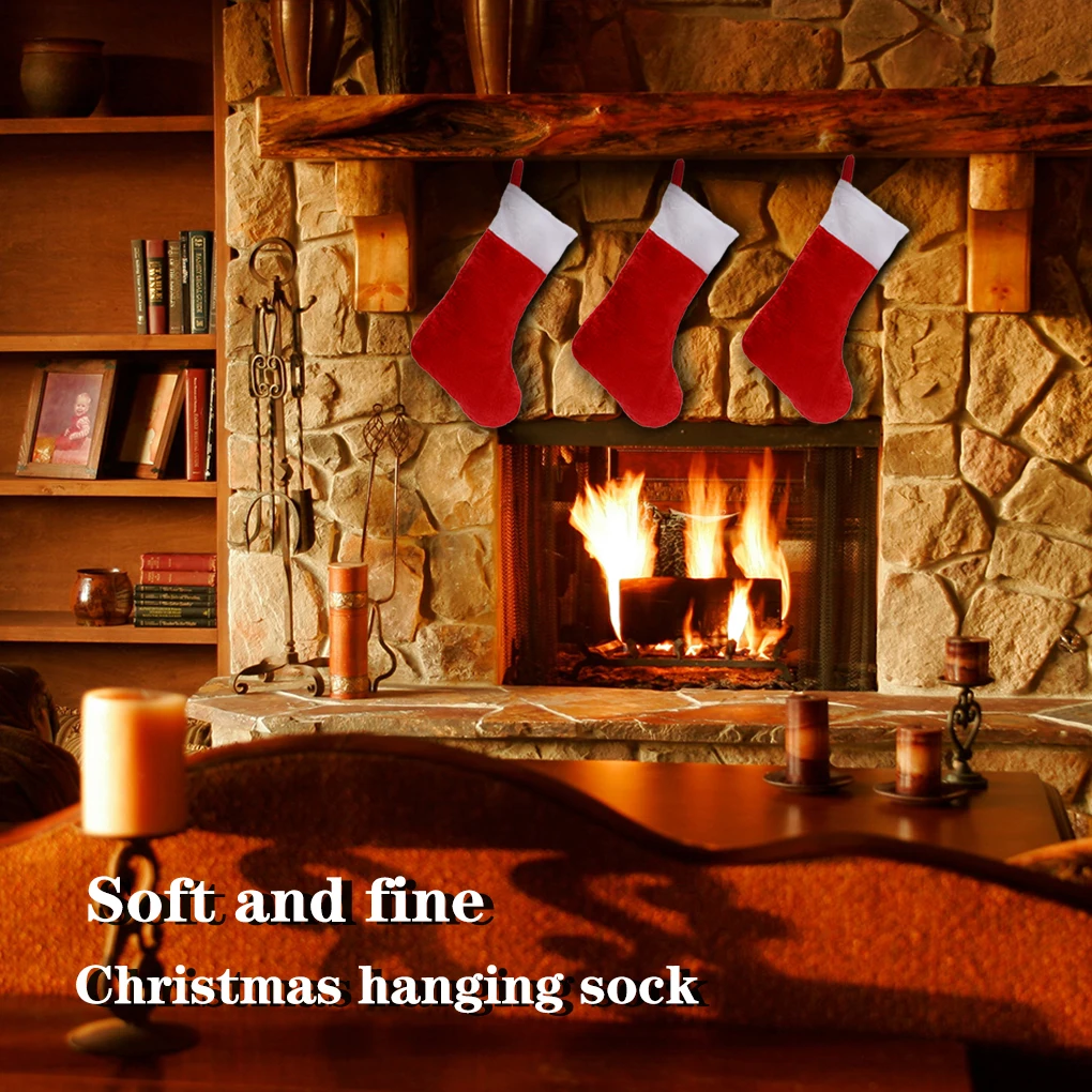 Christmas stockings 6Pcs plush hanging socks portable fireplace ornament Xmas tree decor large capacity for Christmas