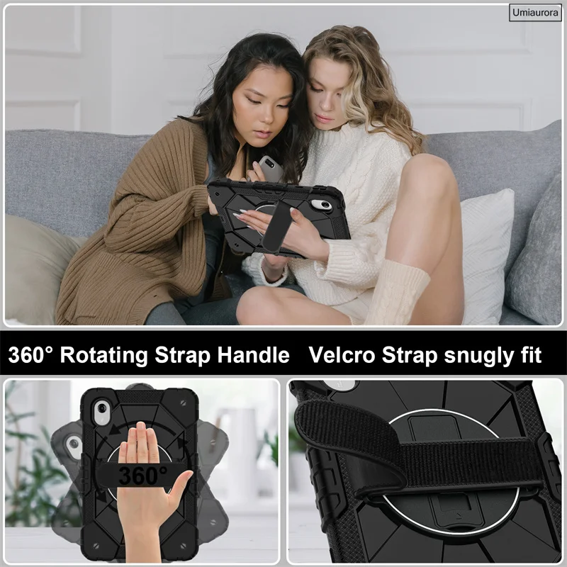 Shockproof Rugged Tablet Case with Stand and Strap