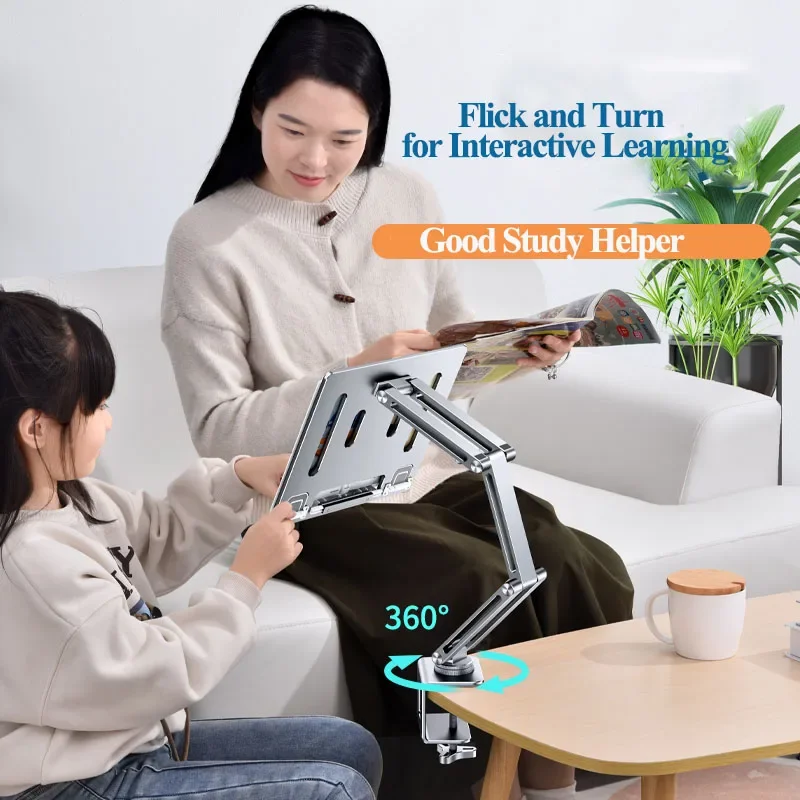 Suporte Rotativo para Notebook Tablet Clamp Hightening Suporte Book Bracket Altura Ajustável Desktop Cama Preguiçoso Oatsbasf360 ° - Imagem 6