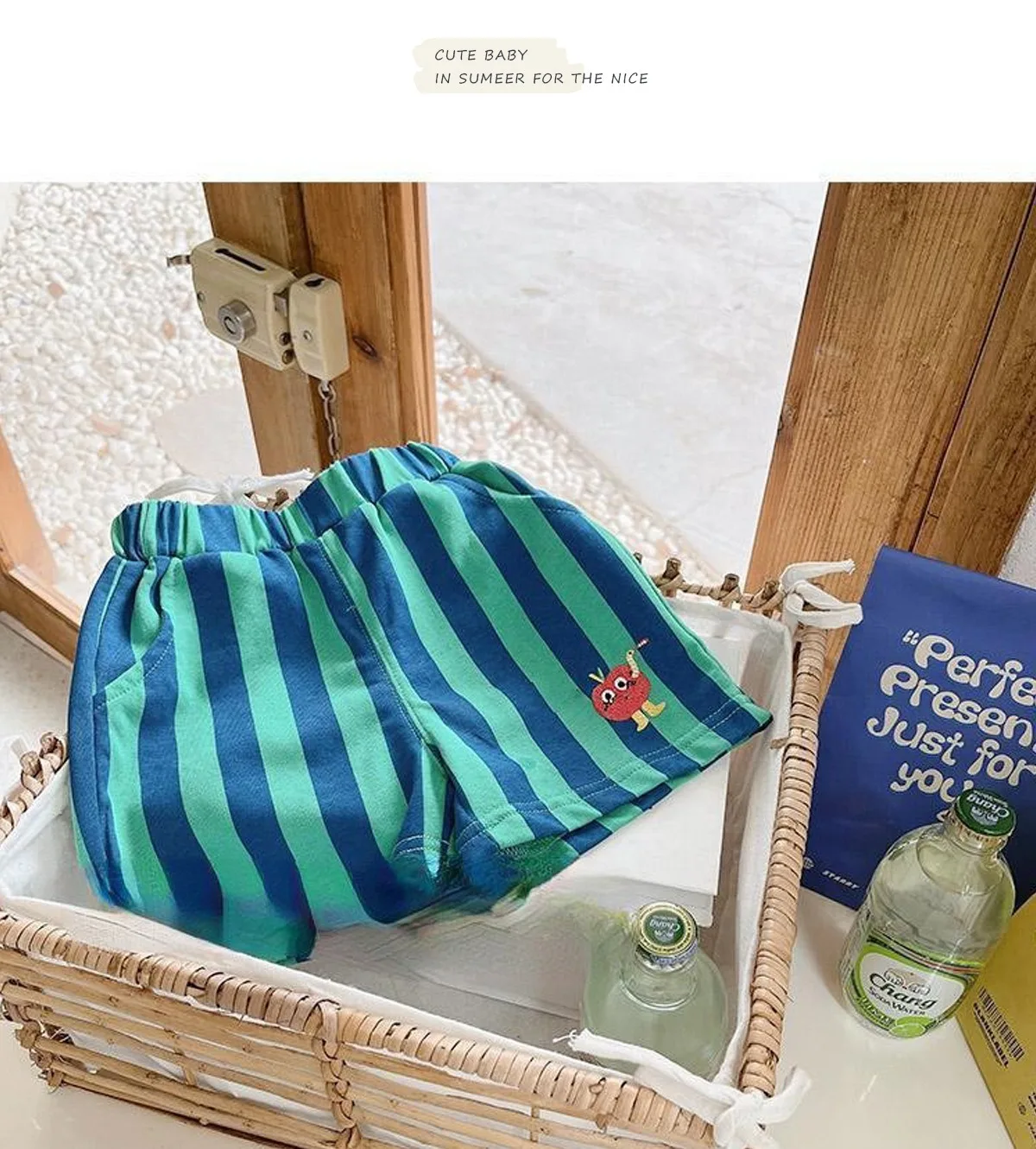 Ircomll Klassische Shorts für Kleinkinder, Jungen und Mädchen, Baumwolle, gestreift, hohe Elastizität, lässige Sommer-Shorts für Kleinkinder, 9 Monate bis 4 Jahre, Strandshorts – Detail 5