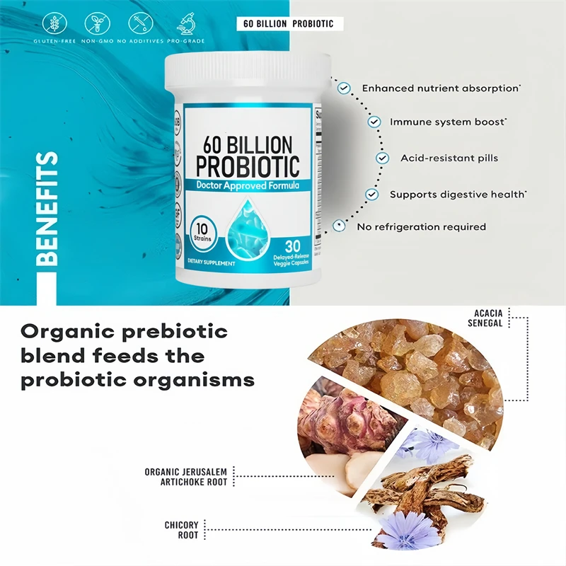 Probiotics 60 Billion Cfu Capsules With Prebiotics For Digestion_voghion.com