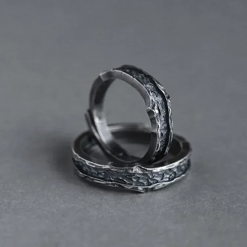 Couple Rings 1 Pair New Trendy Abyss Simple Personality Cold Wind Retro Old Student Men and Women Jewelry Gift