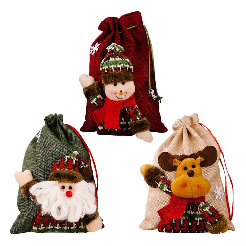 

Natural Jute Bags Christmas Drawstring Gift Bag Pouches Nice Bracelet Candy Jewelry Packaging Bags Party Favor Birthday