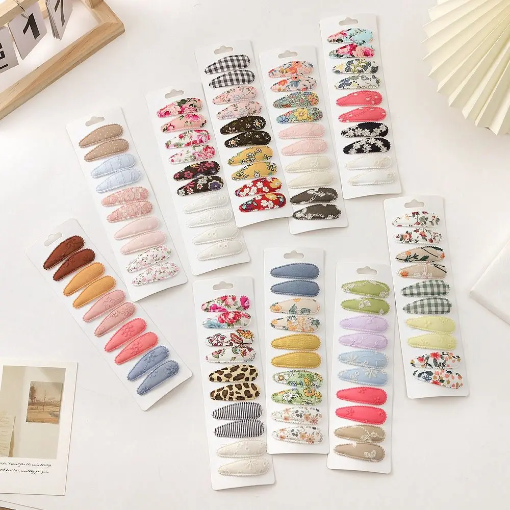 

Waterdrop Shape Printed Embroidery Hair Clips Casual Girls Cute BB Hairpins Bangs Clips Hair Accessories