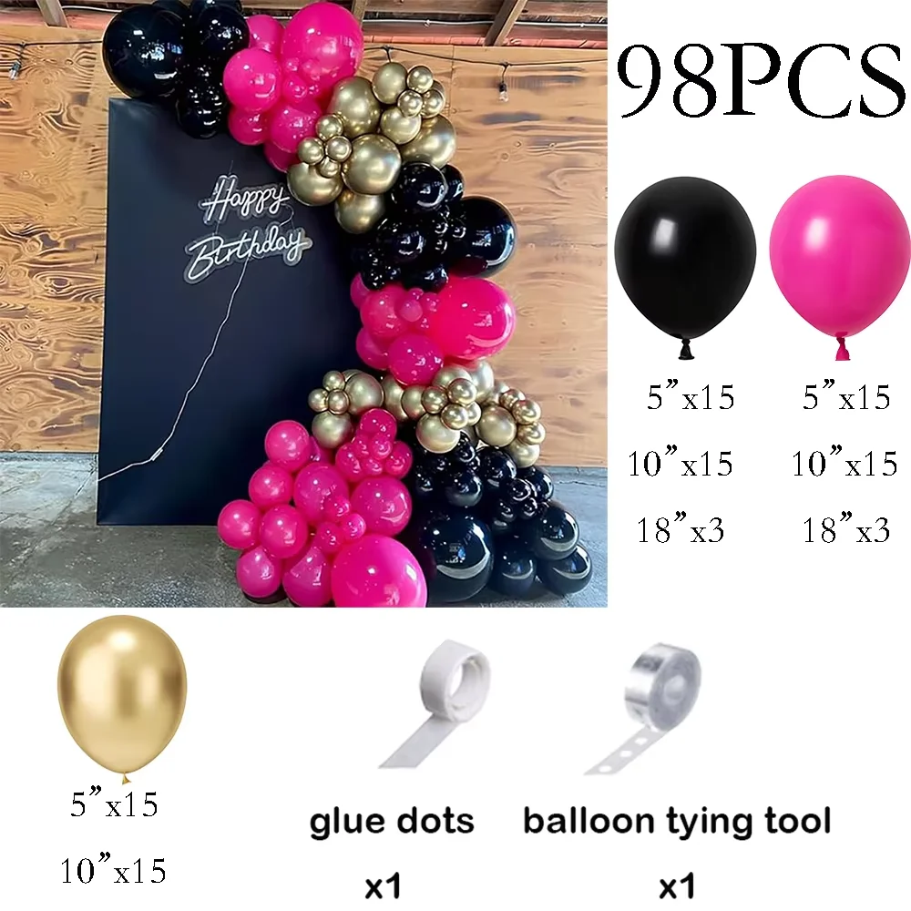 134pcs Pink Balloons Arch Kit Hot Red Rose Gold Balloon Garland Girl Princess Theme Birthday Party Baby Shower Decoration Globos
