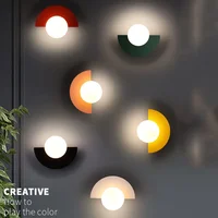 Nordic Simple Colored Glass Ball Wall Lamp LED Bedroom Bedside Designer Living Aisle Corridor Study Home Decor Wall Sconce Light 1