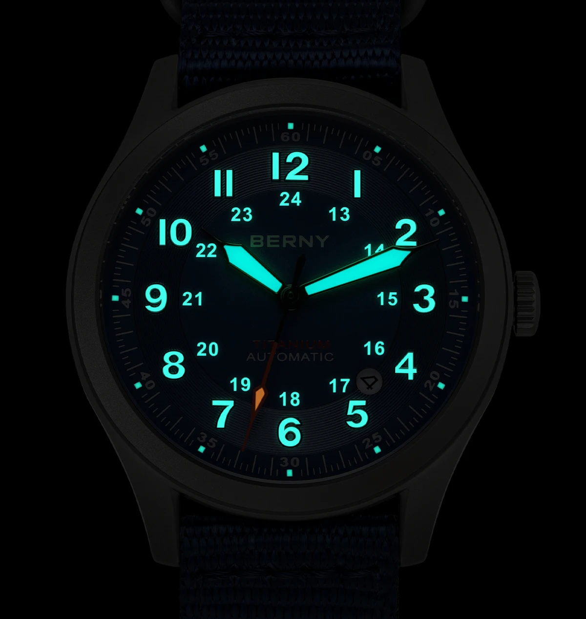 BERNY Automatische Titan-Felduhren für Herren, superleuchtend, mit Datumsanzeige, Saphirglas, Sport, leicht ablesbare mechanische Outdoor-Uhr – Detail 7