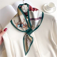 Luxury Spring Summer Ear Silk Scarf Women Striped Print Neckerchief Wrist Towel Korean Style Tie Bag Band Ladies Neck Scarf 2023 4
