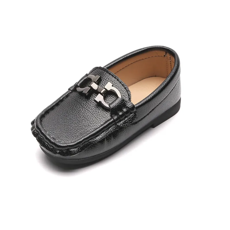 Boys Girls Leather Loafers Slip-On Texture Flats Boat Dress Moccasin Schooling Daily Walking Shoes(Toddler/Little Kids)