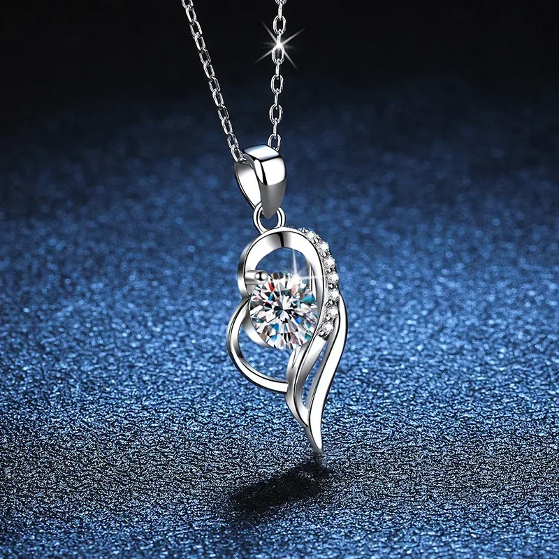 Pendant Necklace 1 Carat Moissanite for Women Party 925 Sterling Silver Diamond Chain Necklaces