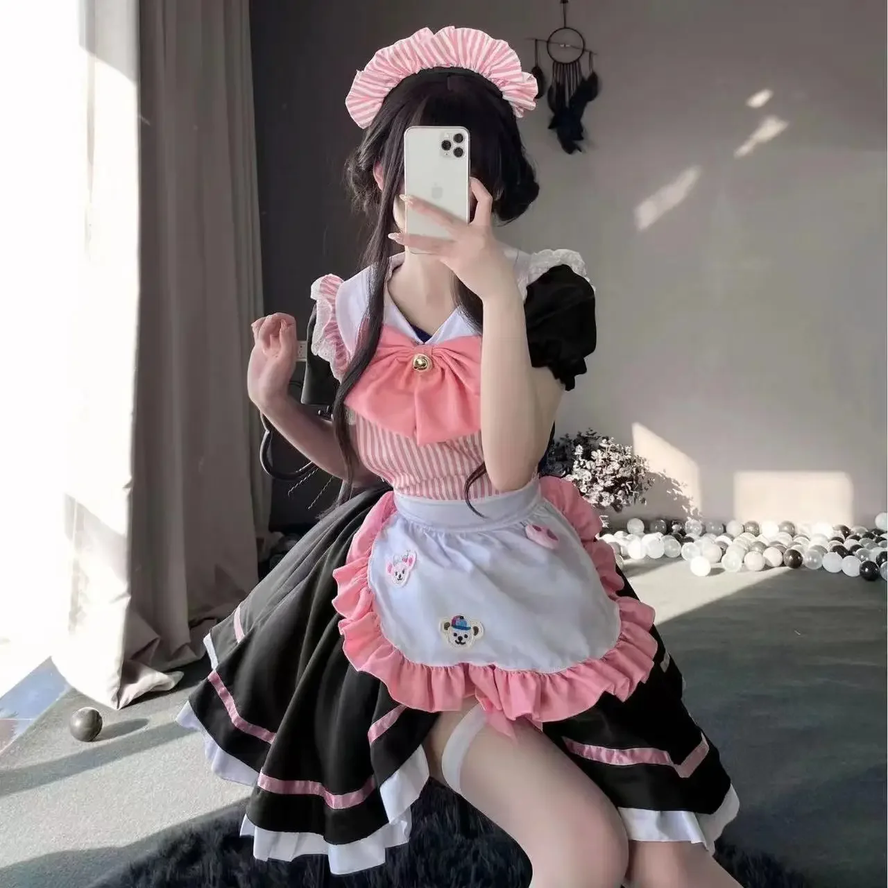 Cute Maid Dress Plus-size Maid Dress Two Yuan Lolita Cosplay Costume Sexy Stage Set Black Lolita Sweet lolita dress lolita suspender dress lolita cosplay costumes suspender dress lolita skirt lolita blouses gothic gowns
