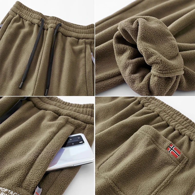 DIMUSI Winter Male Lambswool Warm Pants Casual Men's Fitness Jogging Sweatpants Male Drawstring Bottoms Fleece Trousers Clothing 5