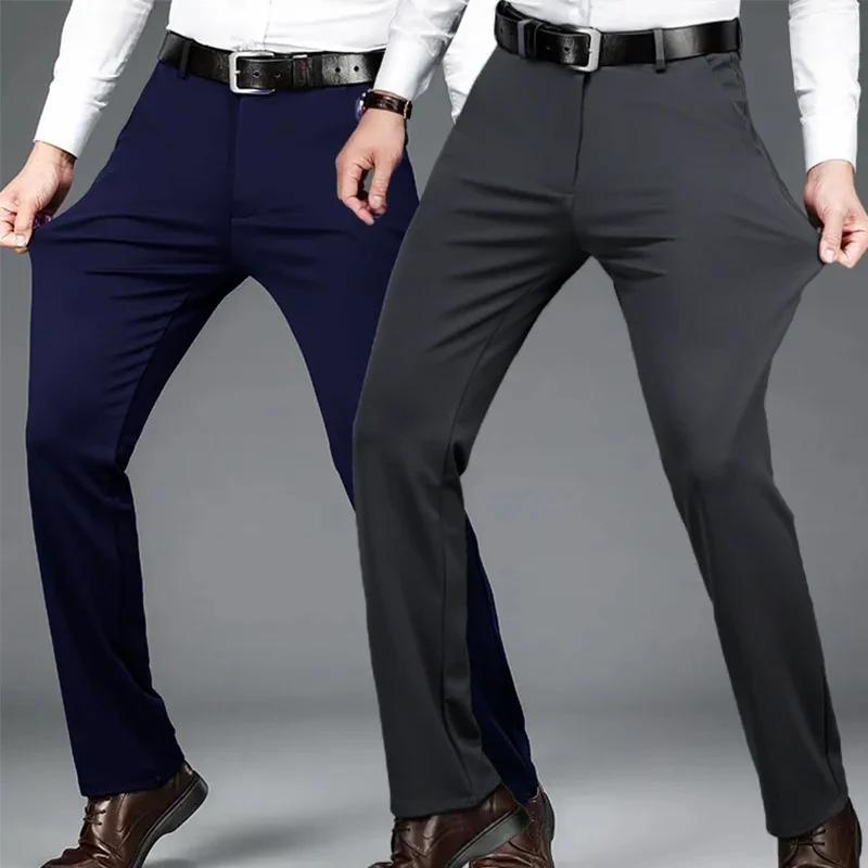 29-42 Men's Summer Thin Business Casual Suit Pants Long Pants Elastic Straight Sleeve Formal Plus Size stretch pants thin trousers business pants suit pants