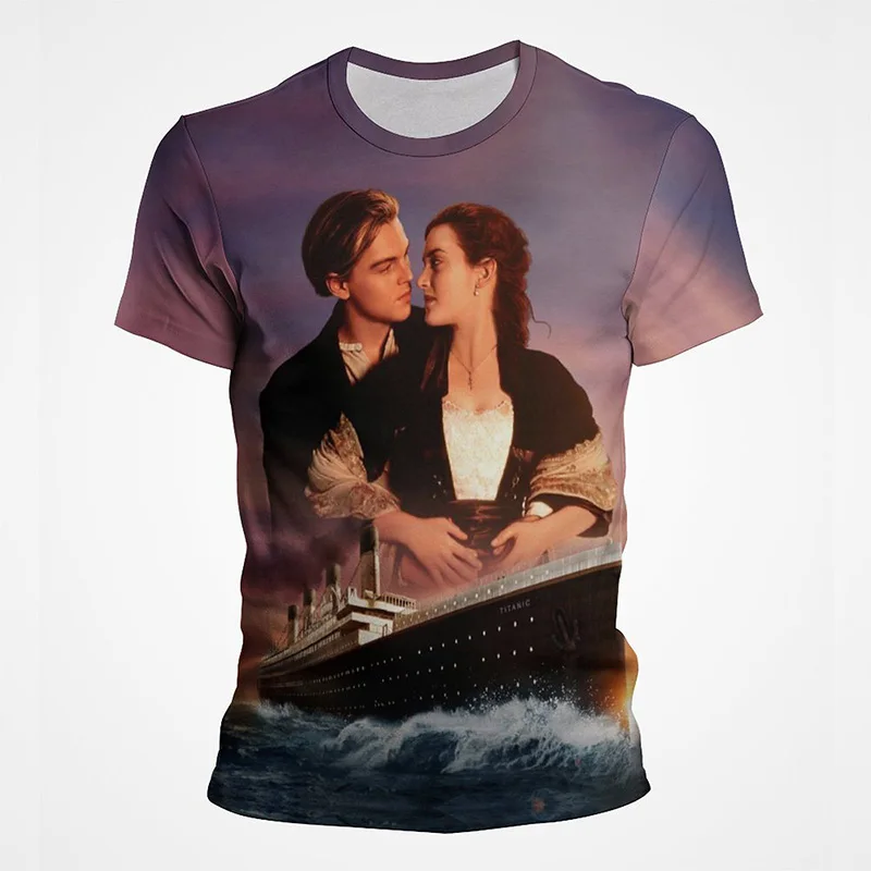 

Men's and women's fashion movie Titanic 3D T-shirt cool short sleeved printed T-shirt Harajuku casual top