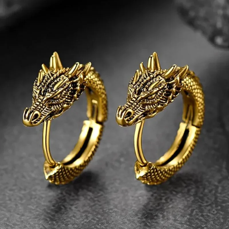 CAOSHI Fashion Male Hoop Earrings Animal Dragon Accessories for Women Trendy Daily Party Metallic Style Jewelry for Unisex - Image 3