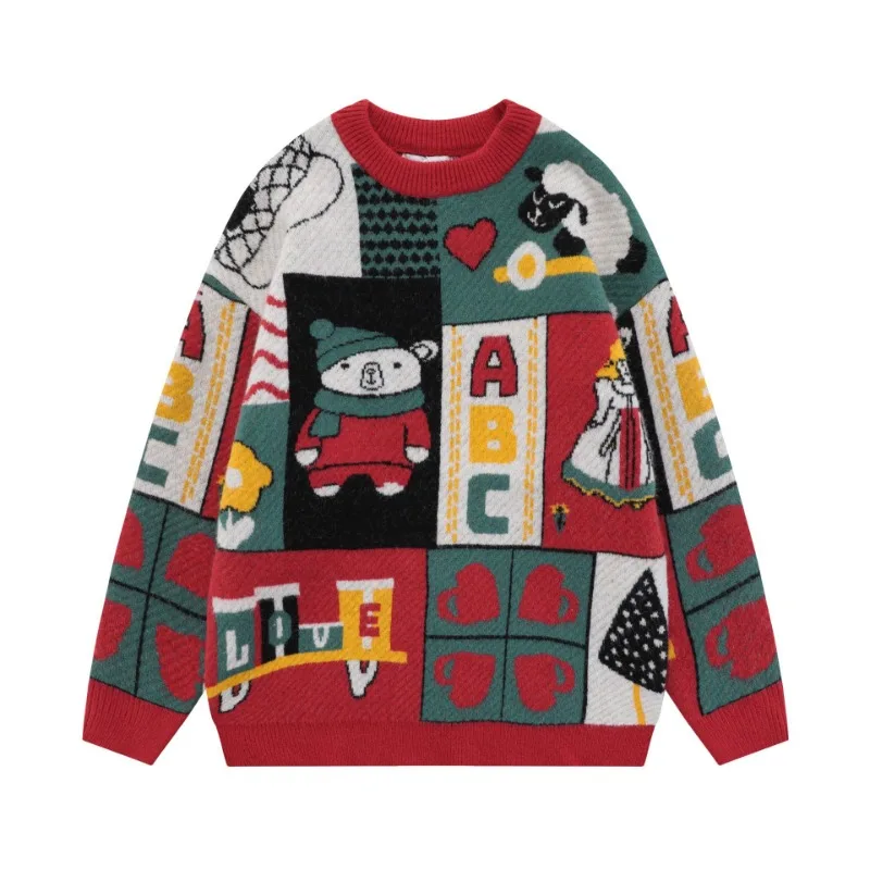 

Casual Pullover Knitted Sweater Unisex Christmas Gift High Street Harajuku Sweatshirt Couplel Loose Pullovers Knit Autumn Winter