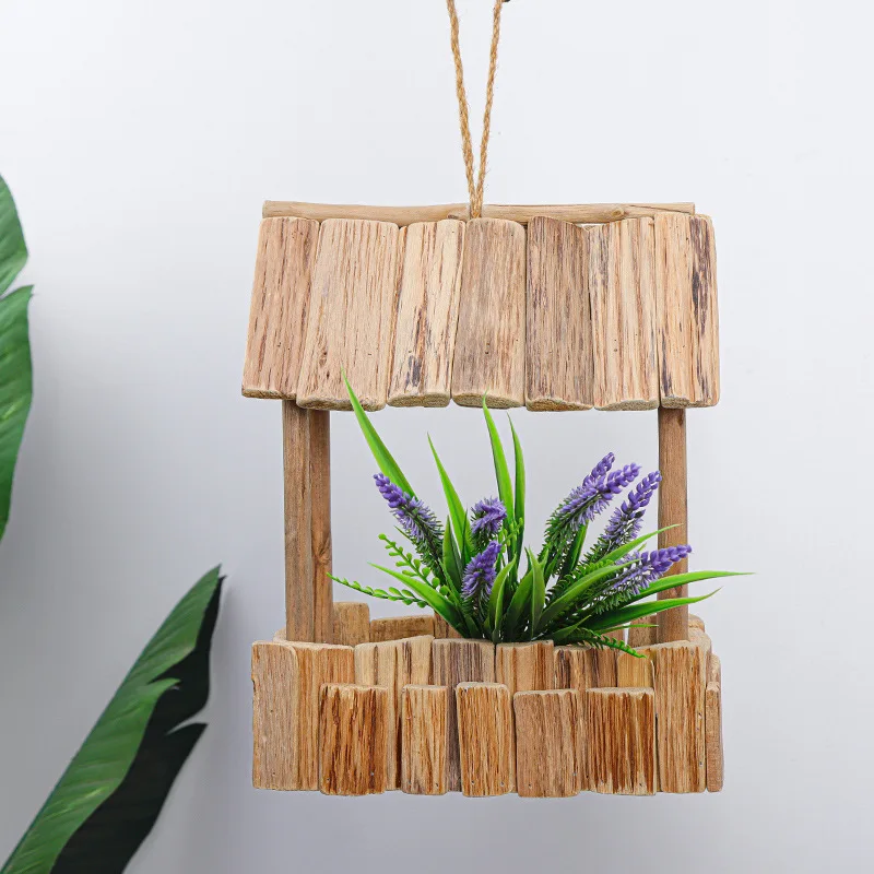 

Creative drifting wooden flower pots wooden crafts ornaments Nordic style home desktop hanging flower pots