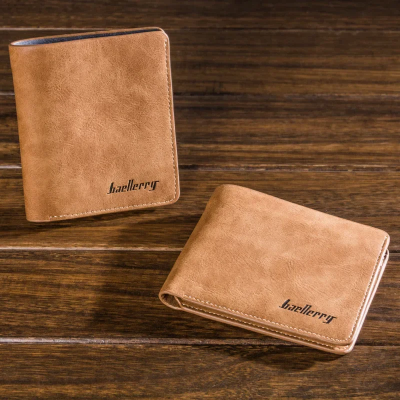 Baellerry Men's Slim Vintage Nubuck Leather Wallet - Thin Designer Purse & ID Credit Card Holder