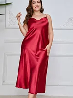 Vêtements de nuit en soie glacée, grande taille, à la mode, décontractés, imitation soie, sexy, imprimé, chemise de nuit à bretelles 5