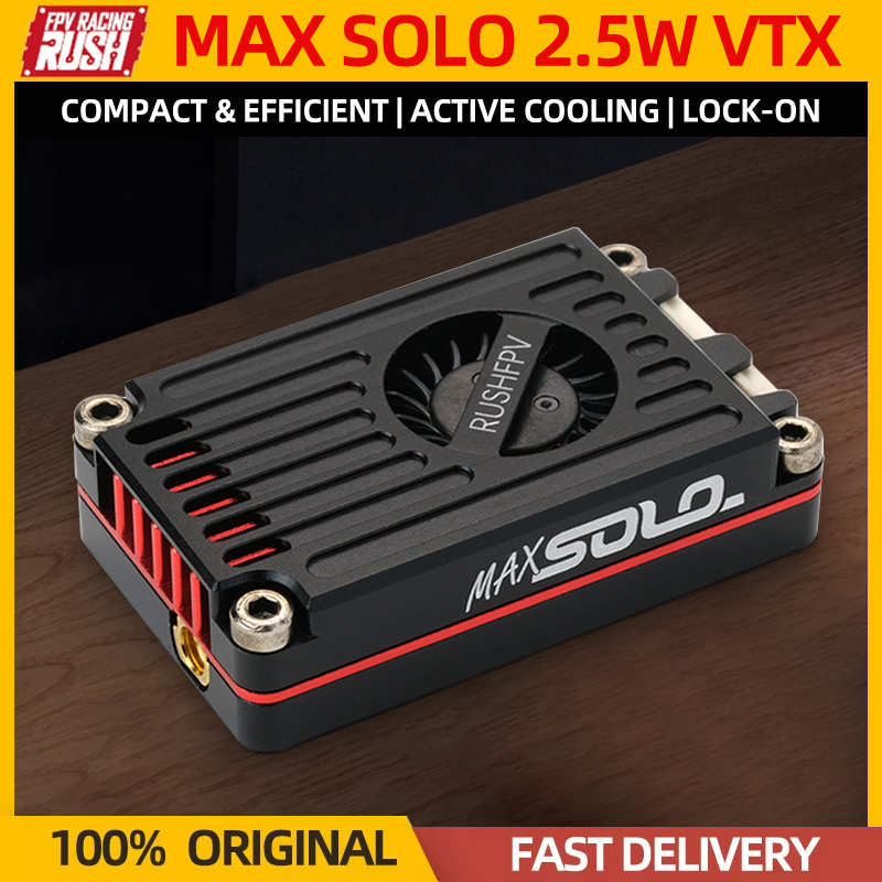 RUSHFPV RUSH MAX SOLO 5.8GHz 2.5W High Power 48CH VTX CNC Shell Built-In Cooling Fan For RC FPV Long Range Racing Drone