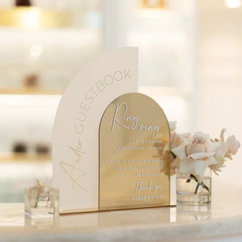 Audio Guestbook Sign,Telephone Guest Book Sign,Gold Acrylic Sign,Wedding Guestbook Sign,Wedding Signage,Wedding Reception Decor
