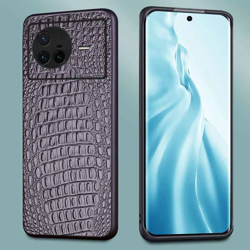Luxury Genuine Leather Magnetic Litchi Grain Cover Mobile Crocodile Head Phone Case For Vivo X90 X80 X70 Pro x note Cover Cases