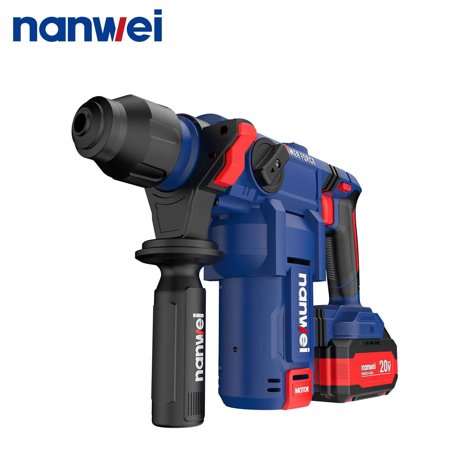 NANWEI H8281 20V Max Brushless 28mm Concrete Breaker Cordless Rotary ...