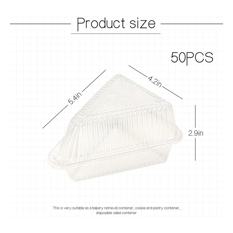 Dessert Packaging Boxes 50Pcs Cake Slice Containers With Hinged Lid Disposable Pie Slice Boxes Individual Cheesecake Containers Cake Carriers