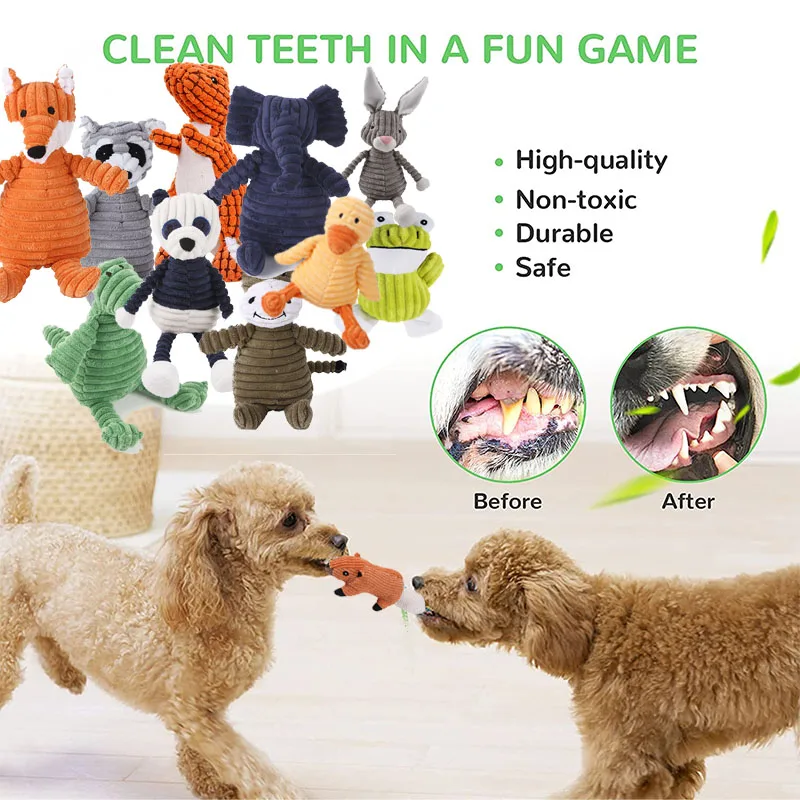 Funny Pet Toy Donkey Shape Corduroy Chew Toys for Dogs Puppy Squeaker Squeaky Plush Bone Molar Dog Toy Training Pets Supplies 6