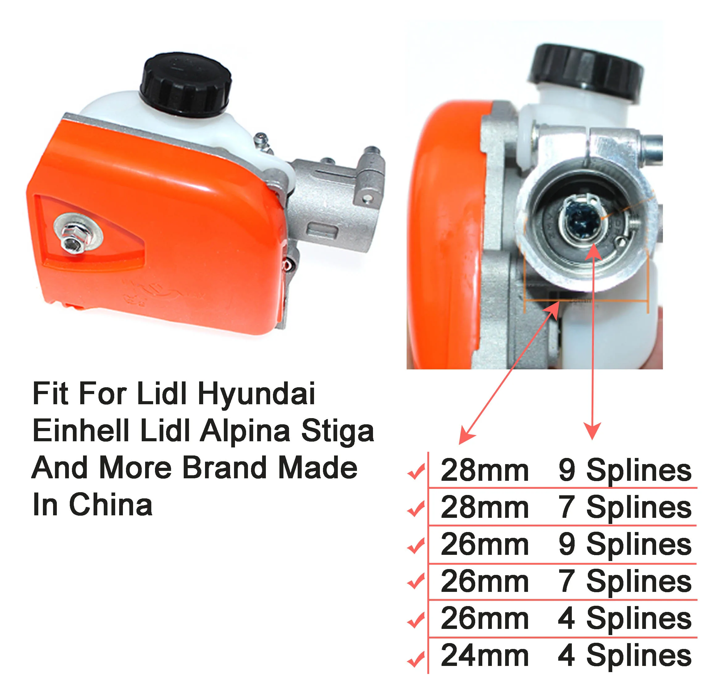 Lidl Hyundai Einhell Lidl Alpina Stiga 26cc 33cc 43cc 52cc 다기능 폴 톱 전기 톱에 맞는 폴 톱 기어 헤드