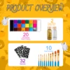 Face Body Paint Palette Oil Makeup Set 20 Colors SFX Halloween Party Painting with 10 pcs Artist Paintbrushes,Tattoo Stencil kit 3