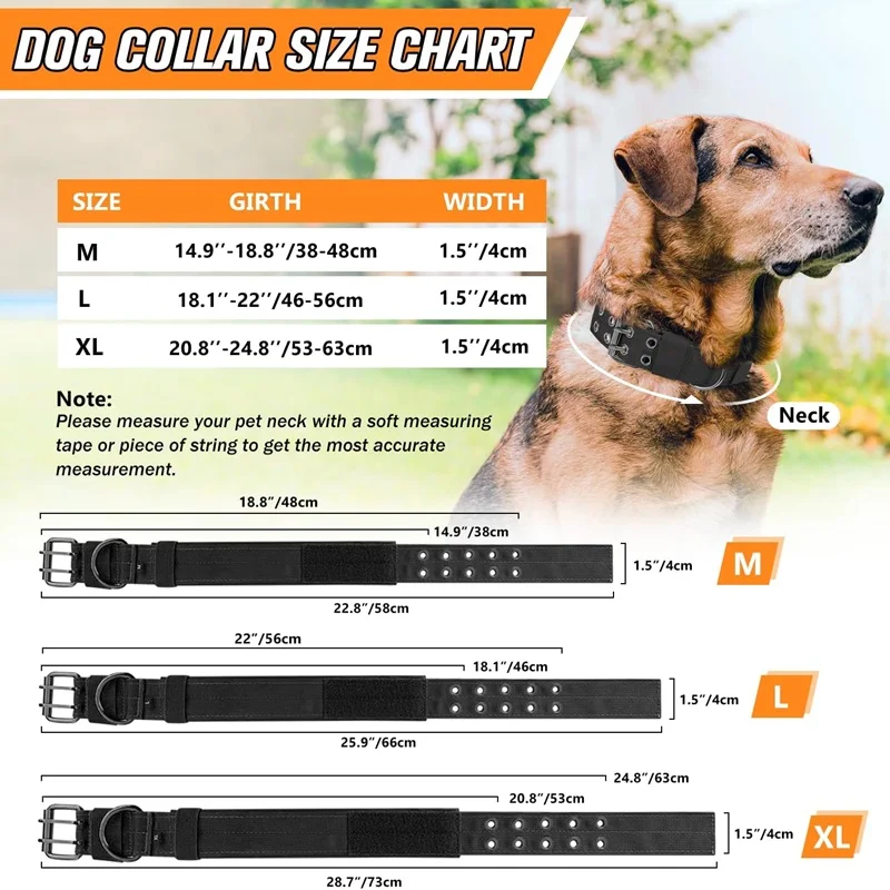 Durable Tactical Dog Collar and Leash Set - Adjustable Nylon for Training Medium to Large Dogs