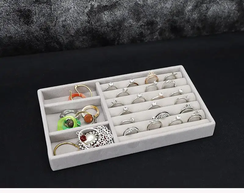 Samt Schmuck Aufbewahrung sbox Ohrring Ring Halskette Armband Schmuck Display Box Tablett halter für Schmuck Klassifizierung Schmucks cha tulle – Detail 7
