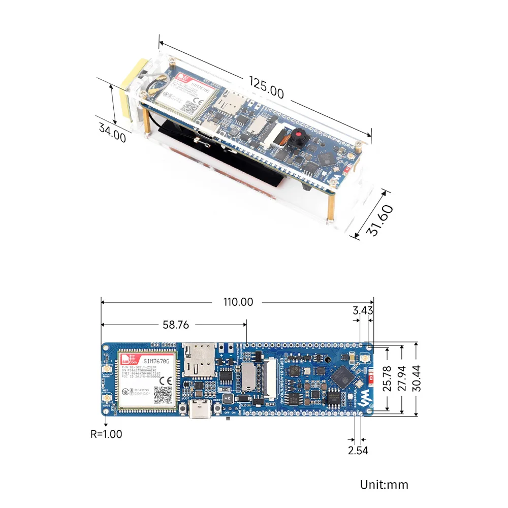 ESP32-S3 SIM7670G 4G  , LTE Cat-1, WiFi, , GNSS Ŵ , ۷ι Ŀ Ƽ 