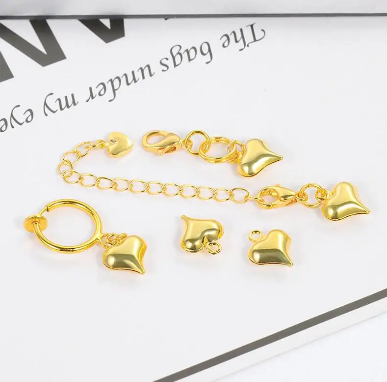 10 Stück 18K vergoldetes Messing Kleine Herz Charms 3D Liebe Baumeln Anhänger für DIY Halskette Armband Ohrring Schmuckherstellung Kein Verblassen – Detail 1