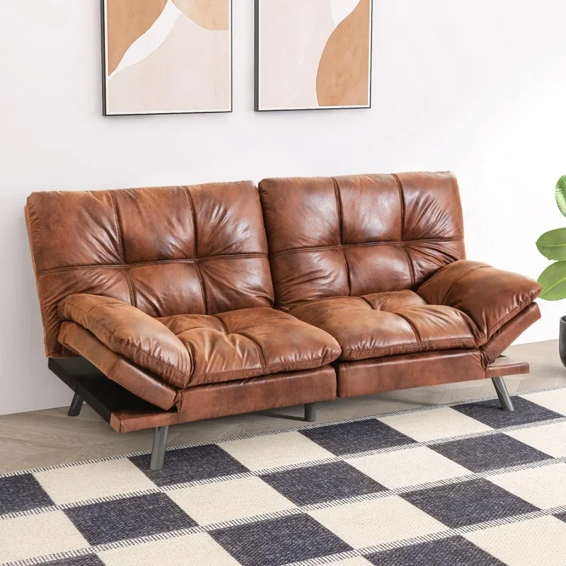 

Foam Futon Sleeper Sofa Loveseat Convertible Couch Bed for Small Compact Living Spaces,Apartment,Brown Le