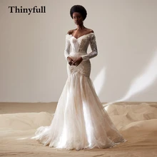 

Modern Mermaid Long Lace Flower Princess Gowns Wedding Dresses Long Sleeves Sweetheart Princess Bridal Bride Dress Vestidos
