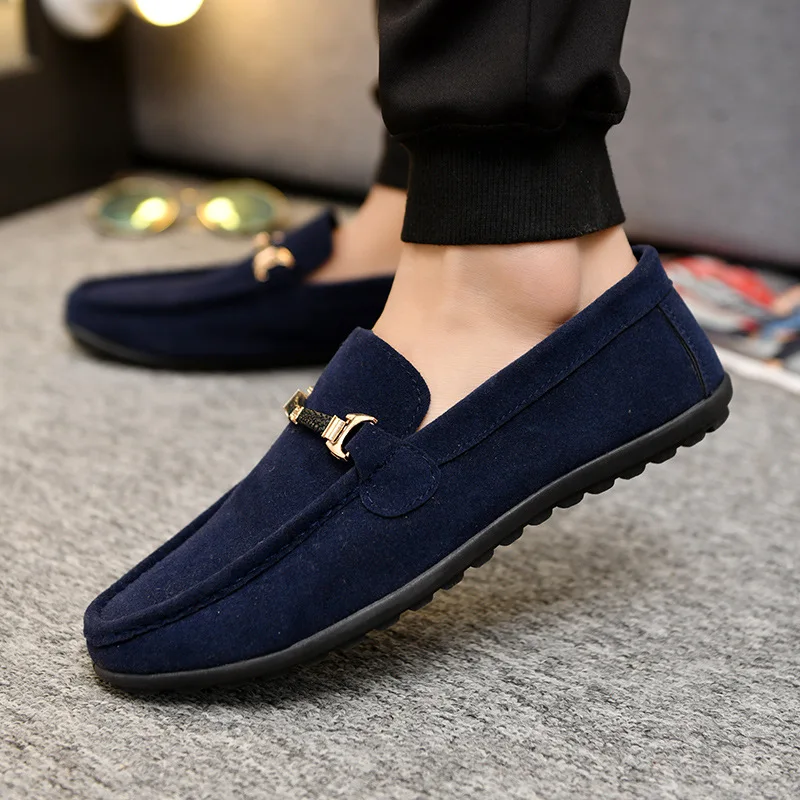 

2024 Spring New Bean Shoes Men's Versatile Casual Korean Lefu Shoes Flat Bottom Driving walking Trendy Cloth Shoes