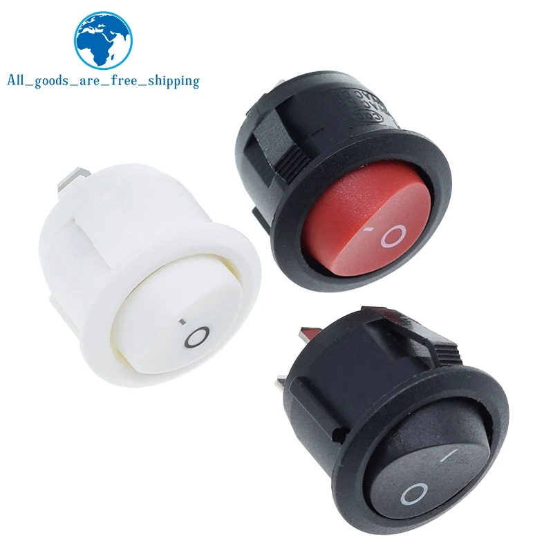 TZT 10/30 Stücke Rot Schwarz Weiß 20 MM EIN/AUS Runde Rocker Kippschalter 6A/250VAC 10A 125VAC Kunststoff Druckschalter KCD1-105